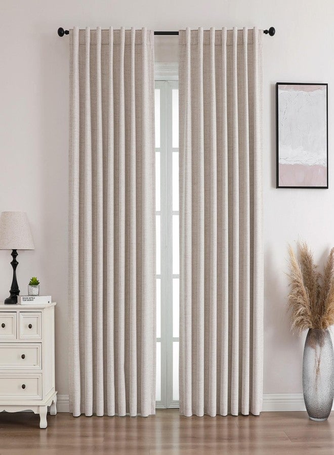 Flyfun Blackout Curtains 96 Inches Long - 2 Panels, Thermal Insulated Drapes for Living Room/Bedroom, Rod Pocket/Linen (Natural, 52W x 96L) - Image 1